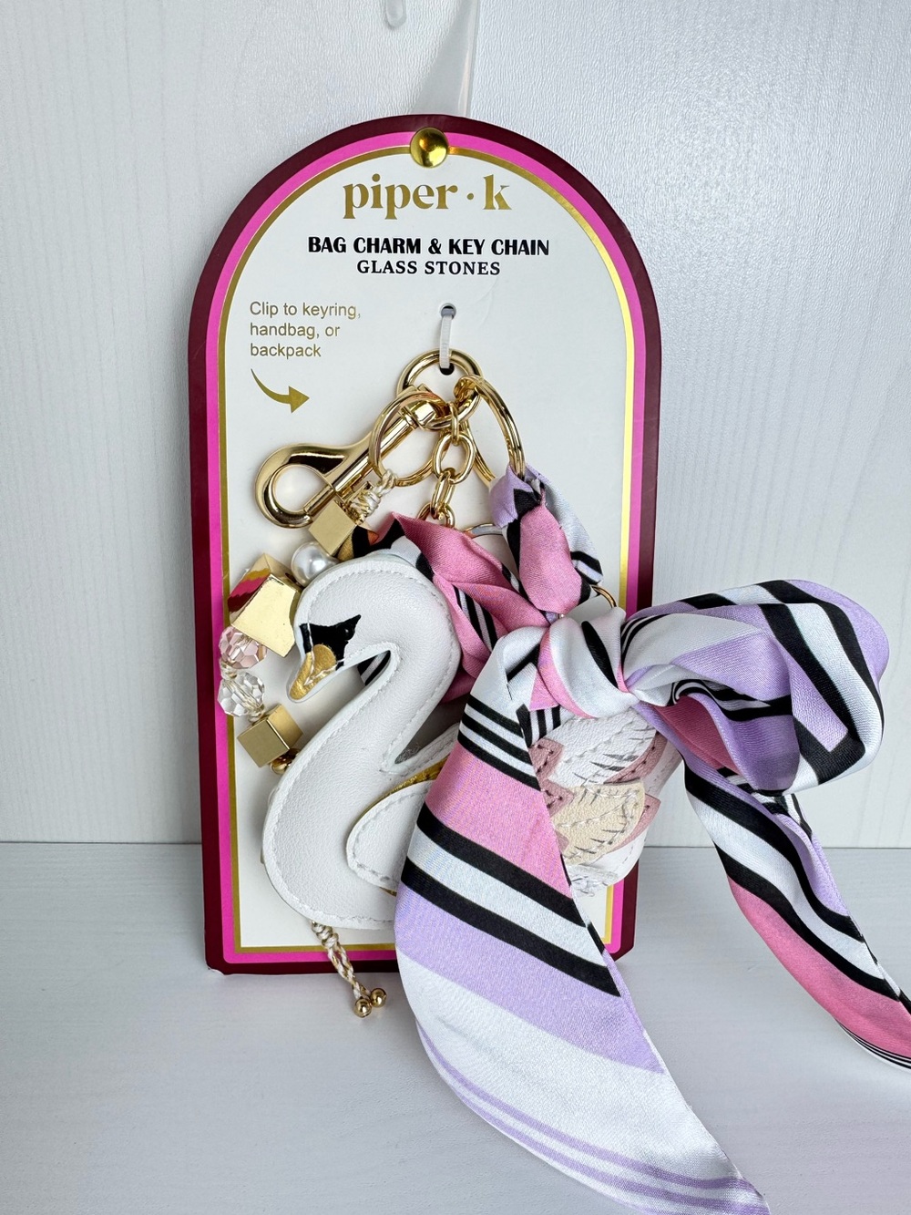 Piper K Swan Bag Charm & Key Chain — Pink, Lavender, White ✨NEW✨